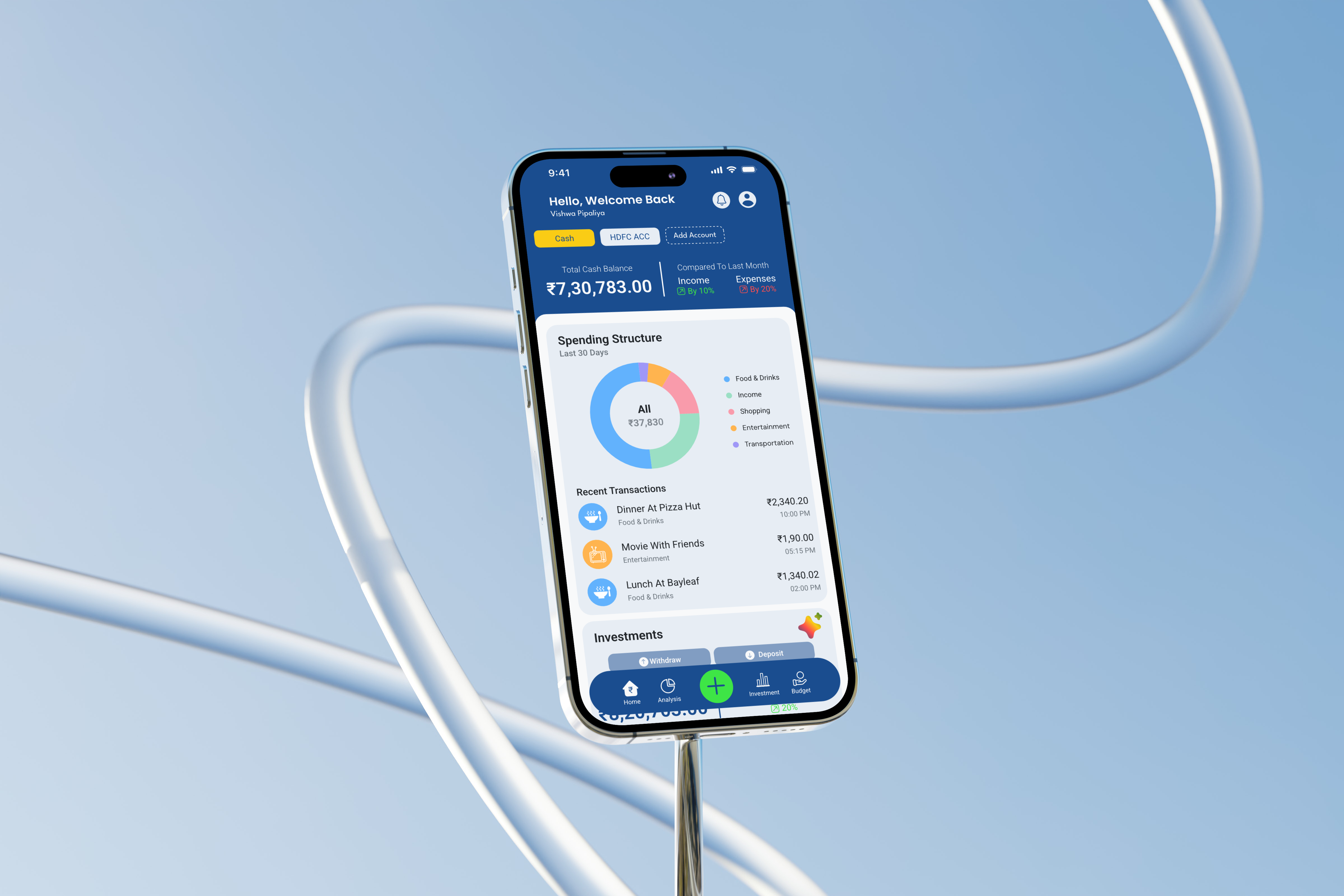NestUp app dashboard mockup on a phone